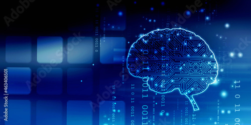 Wallpaper Mural 2d illustration Concept of thinking, background with brain, Abstract Artificial intelligence. Technology web background Torontodigital.ca