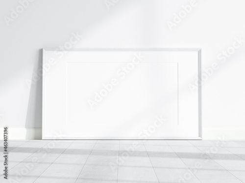 Fototapeta Naklejka Na Ścianę i Meble -  minimalist white frame mockup on white background