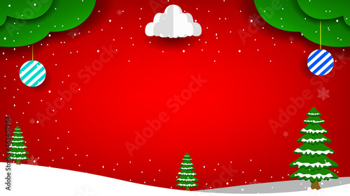 christmas card with christmas tree. christmas tree illustration red background for christmas celebration