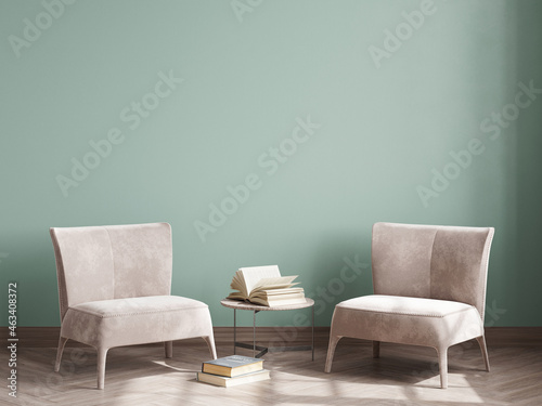 Fototapeta Naklejka Na Ścianę i Meble -  modern living room interior, wall mockup