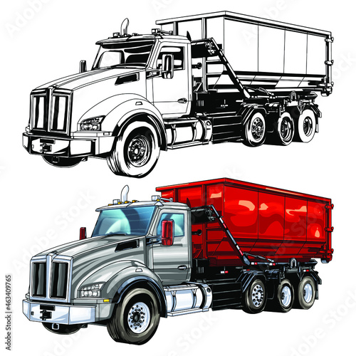 Truck car isolated on white background.Racing car. abstract silhouette. line art. vector illustration.