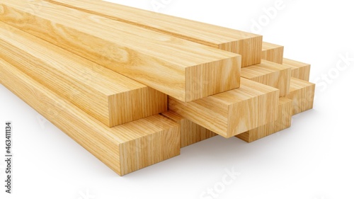 3D Rendering Wooden Boards material construction on white background