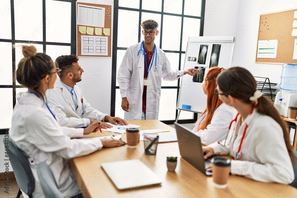 Group of young doctor discussing in a medical meeting at the clinic office.