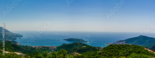 Big island with mountain in the sea
