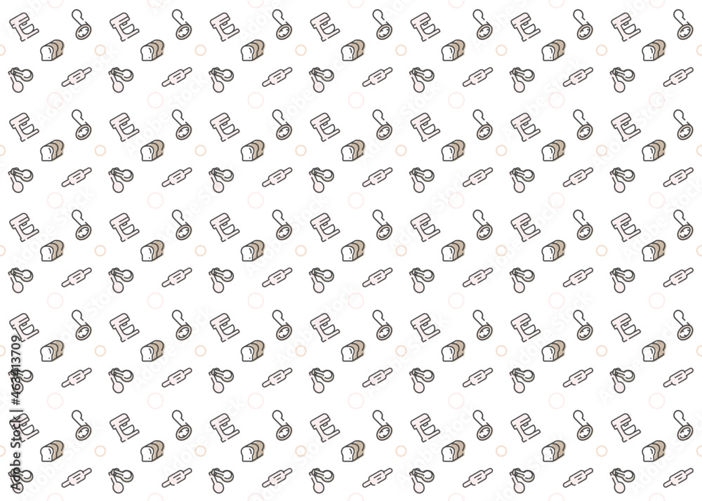 bakery tools cute seamless pattern isolated on white background ep33