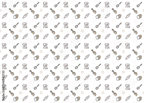bakery tools cute seamless pattern isolated on white background ep34