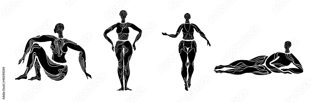 African woman dancing.Black woman vector body.Tribe decor art.Africa fashion.Ethnic diversity women.body positive beauty.Relax yoga