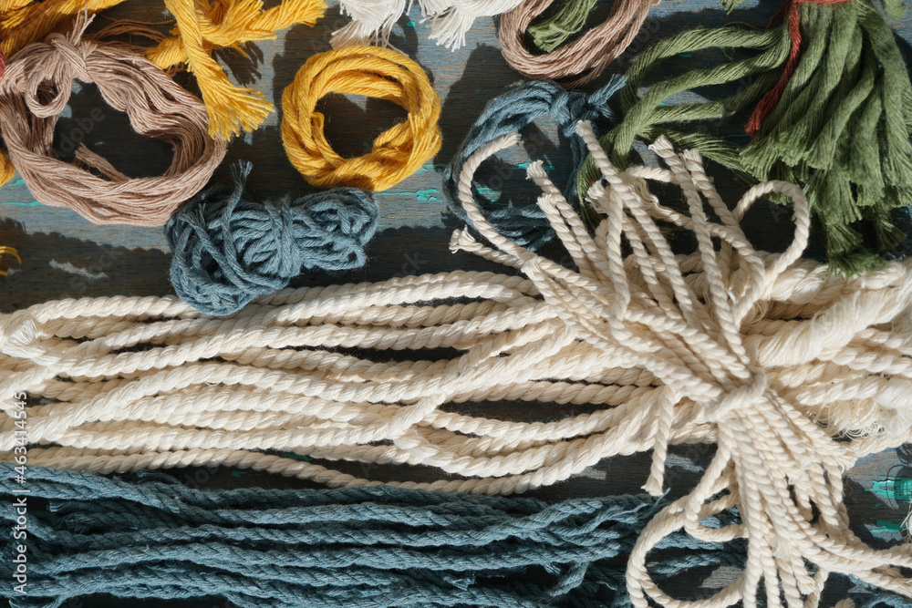 Colored cotton threads, increased macrame threads