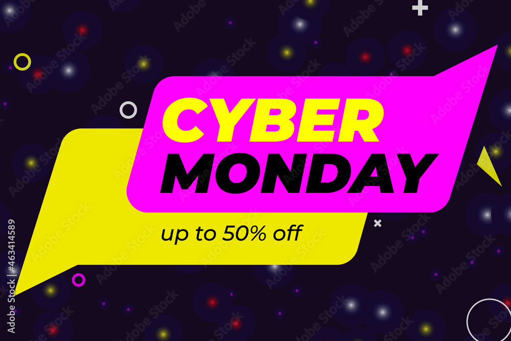 cyber monday background, Black Friday sale poster. Commercial discount event banner. Black background textured. Vector business illustration. Black Friday vector illustration. Black Friday sale banner