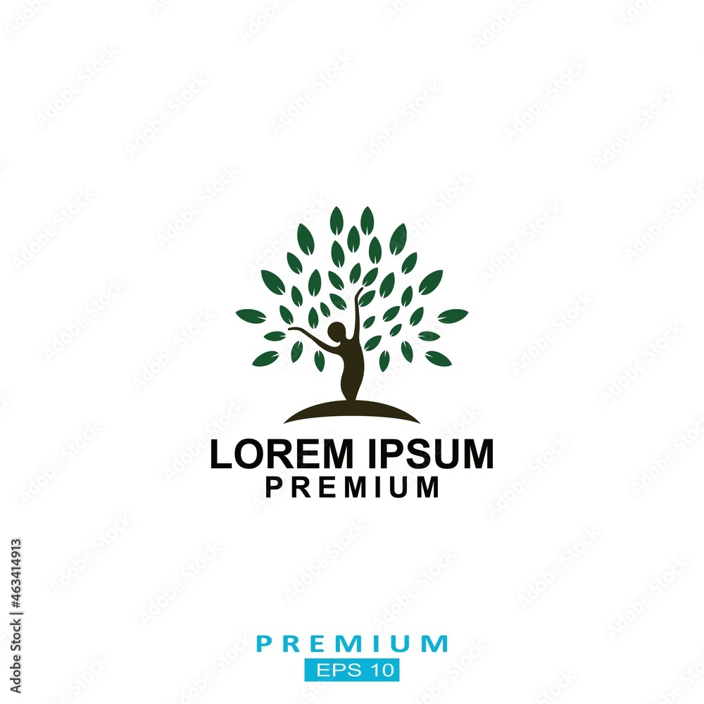 Obraz premium people tree logo design illustration