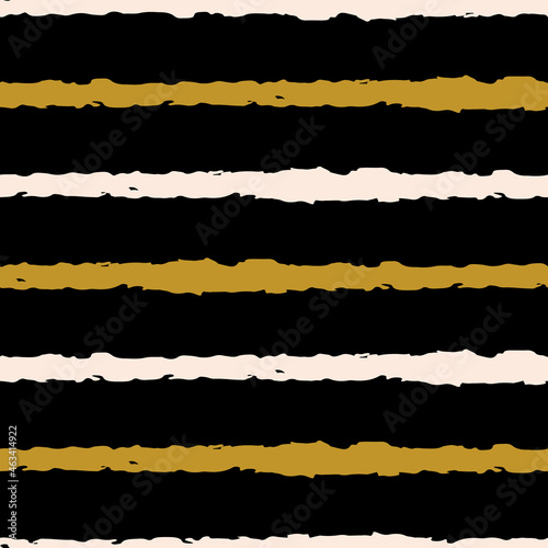 Vector drawn ecru yellow line black repeat pattern