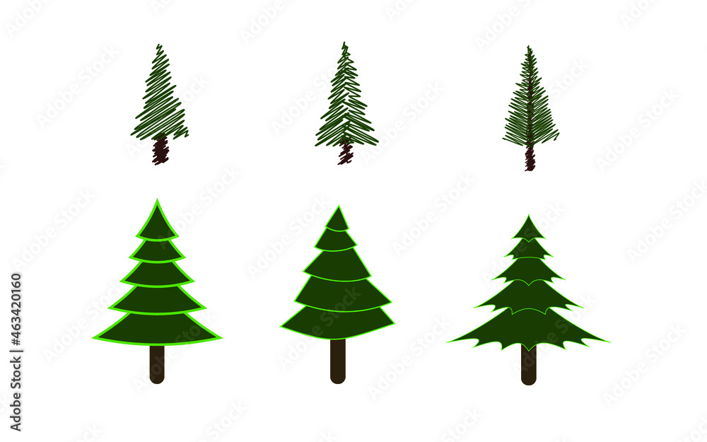Collection set Christmas trees, modern design. Can use for printed materials - leaflets, posters for the web