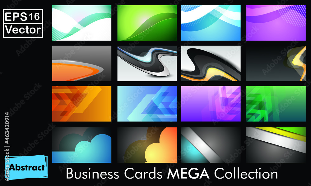 Fototapeta premium Mega Collection Of 16 Abstract Professional And Designer Business Cards Or Visiting Cards On Different Topic.
