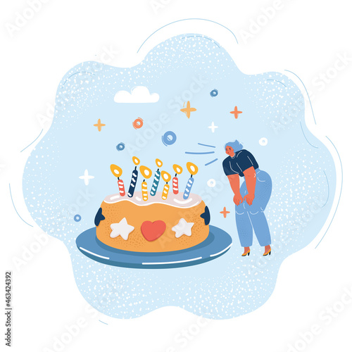 Vector illustration of Birthday Cake and Celebrant © iracosma