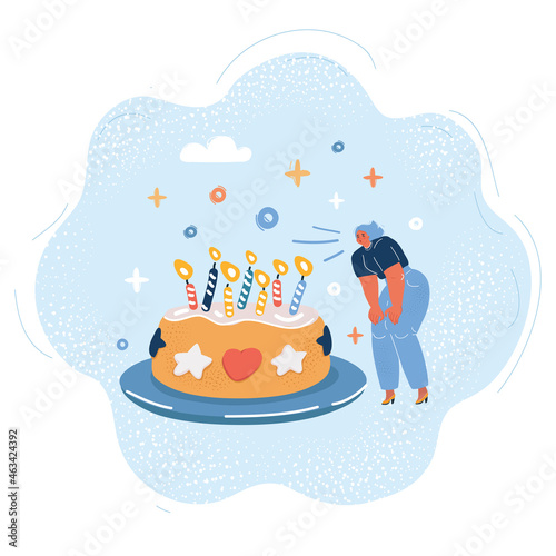 Vector illustration of Birthday Cake and Celebrant