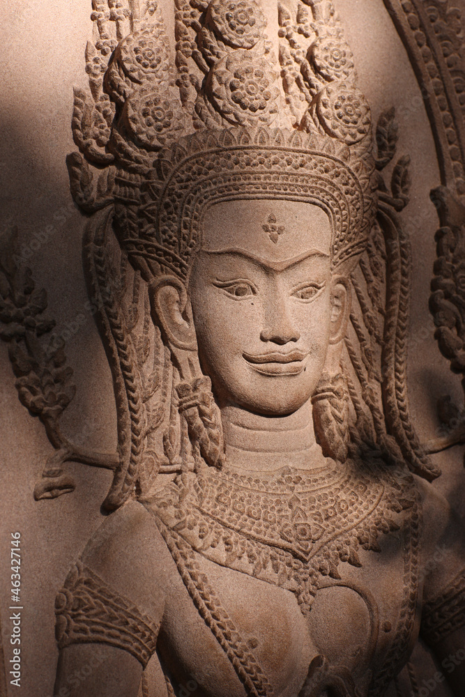 Apsara Dancer Carving at Angkor Wat. Cambodia.