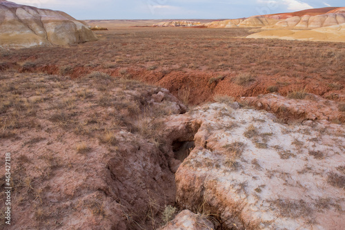 chalk mountains in the steppes of Kazakhstan. photo