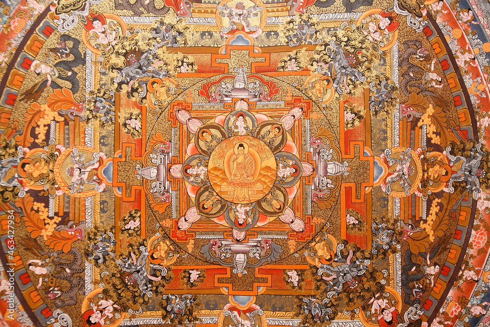 Faith, spirituality  and religion. Tibetan Thangka. - obrazy, fototapety, plakaty 