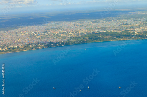 Aerial view of tropical island Zanzibar in the Indian ocean in Tanzania, East Africa © olyasolodenko