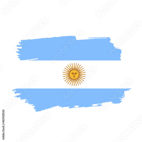 Flag of Argentina. Vector illustration on white background. Brush strokes drawn by hand. Independence Day.