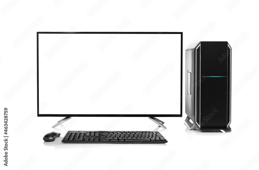 Modern black desktop computer isolated on a white background
