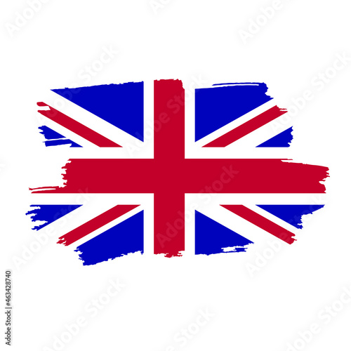 Grunge flag of the United Kingdom. England flag illustrated on paint brush stroke.