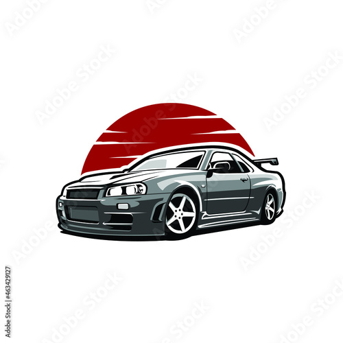 Japanese sport car vector illustration