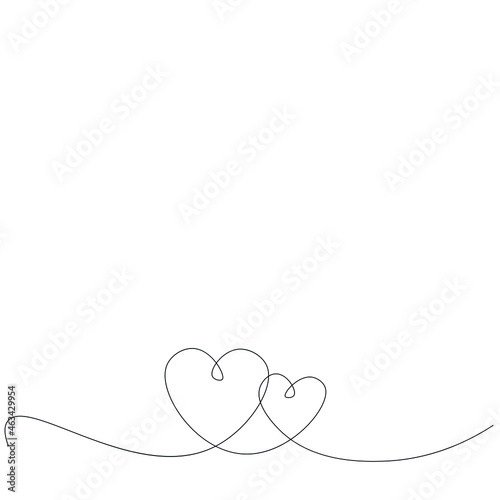 Hearts line drawing vector illustration