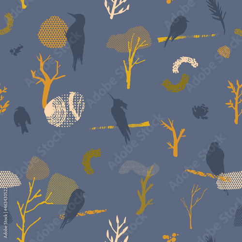 Vector seamless pattern with birds