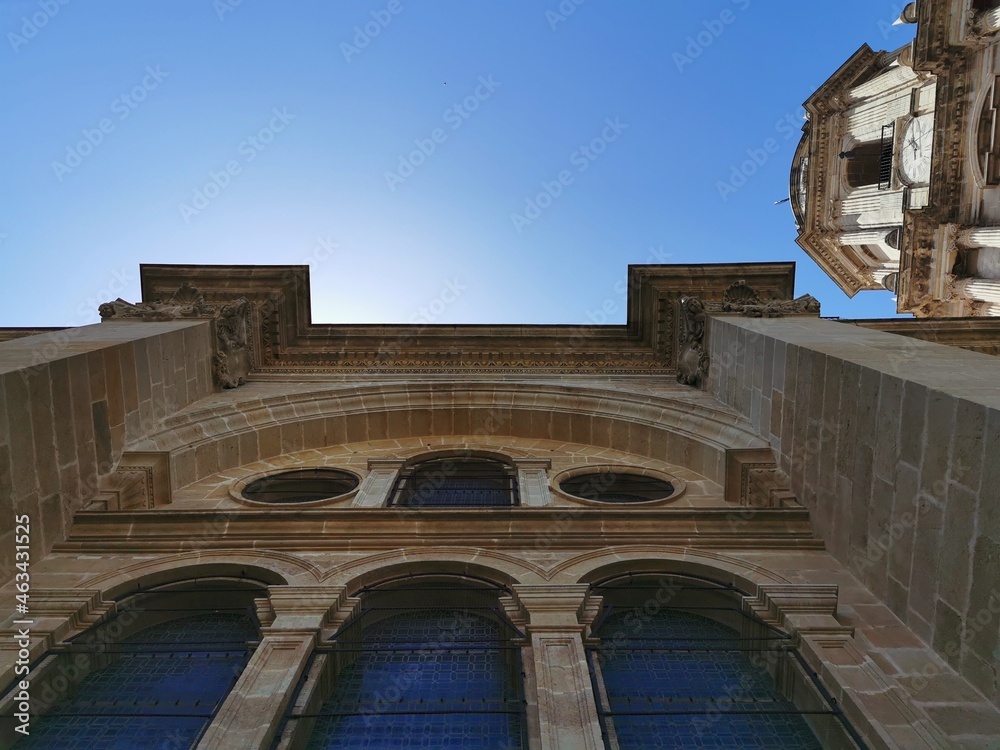 Malaga cathedral on Plaza del Obispo. Malaga, Andalusia, Spain