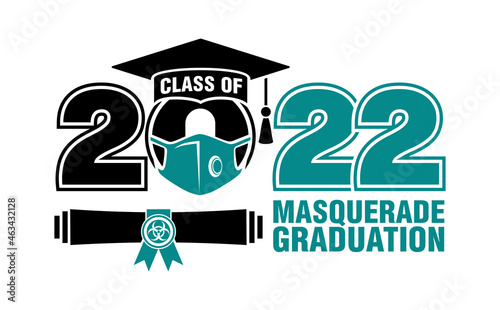 Lettering Class of 2022 for greeting, invitation card. Text for graduation design, congratulation event, T-shirt, party, high school or college graduate. Illustration, vector on transparent background