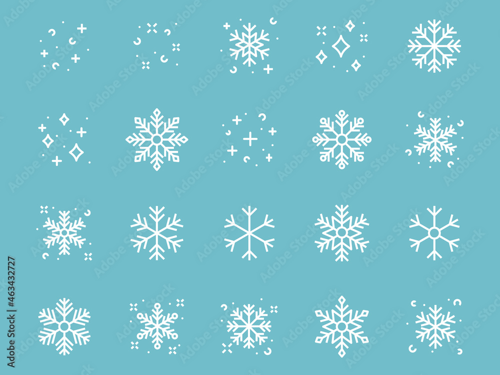 set of snow flake line icons, cool, winter, christmas set of snow flake line icons, cool, winter, christmas