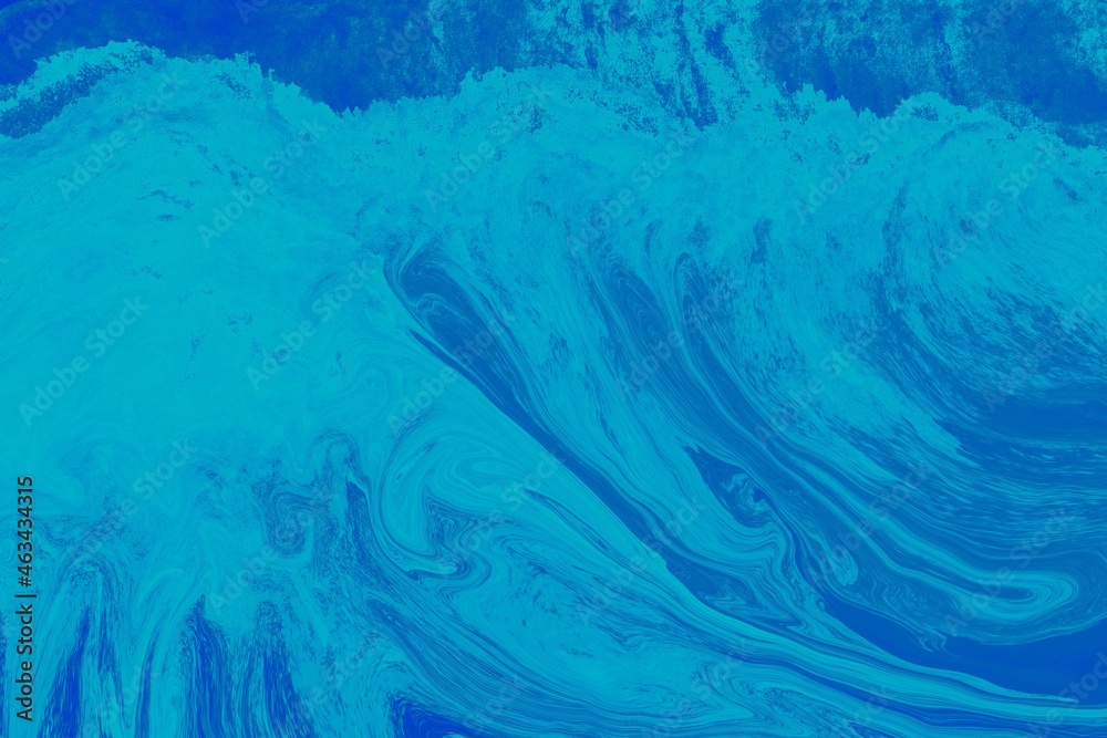 Abstract fluid art with paint, blue ocean waves background, swirling paint splash, liquid art, turquoise and blue art 