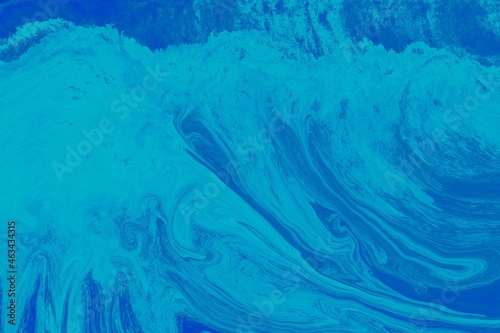 Abstract fluid art with paint, blue ocean waves background, swirling paint splash, liquid art, turquoise and blue art 