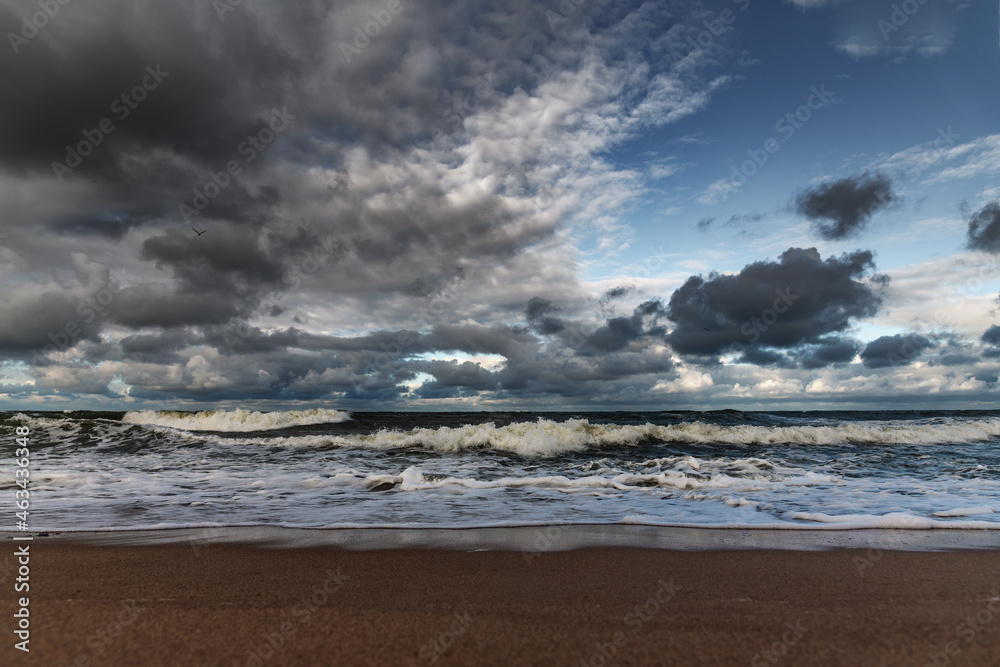 Stormy Baltic sea at Liepaja, Latvia.
