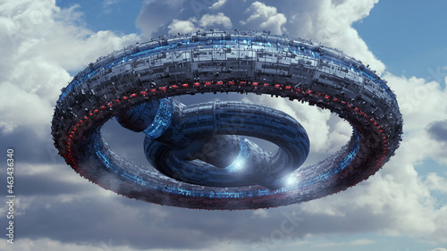 3d render. UFO spaceship concept photo