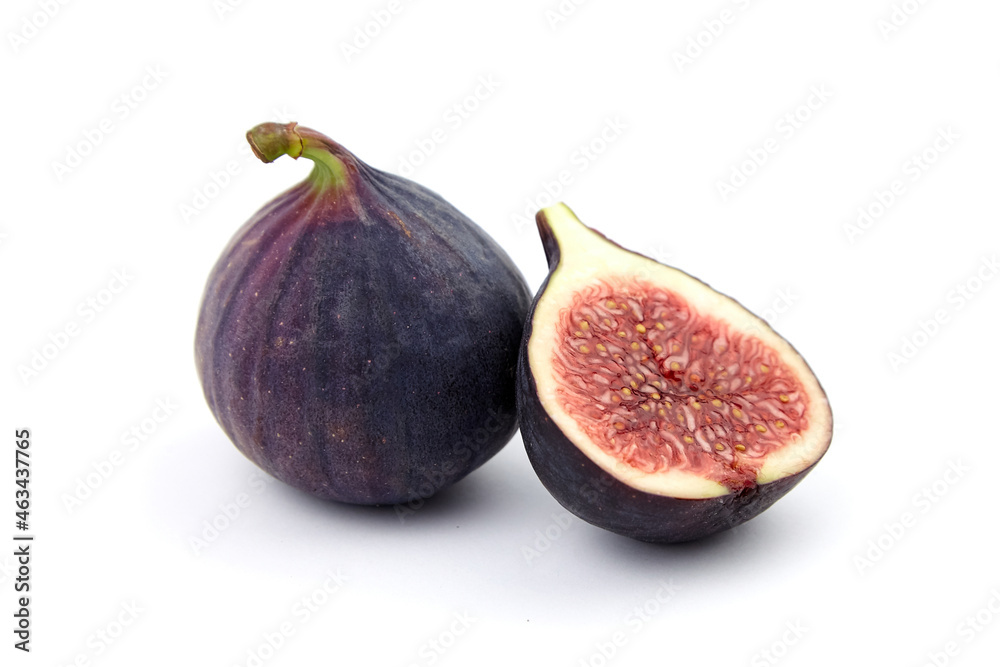 Fig fruit with ripe red half isolated on white Fig fruit with ripe red half isolated on white