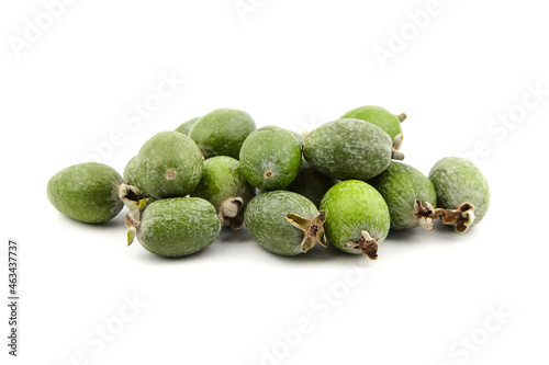 Feijoa acca fruits or pineapple guava isolated on white