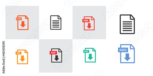 File document Icons. PDF file download icon