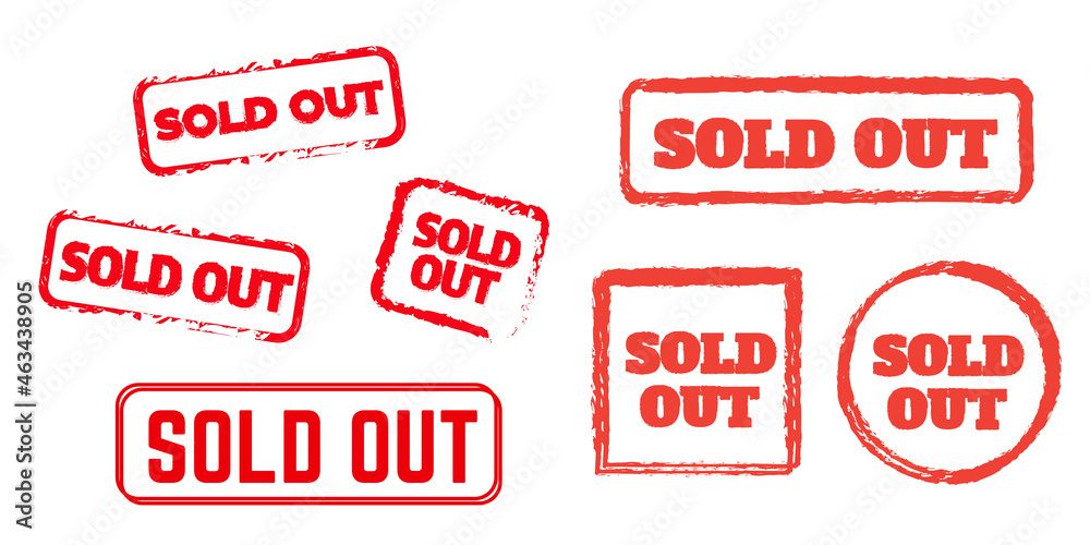 Sold out stamps. Sale banner. Sticker or discount label, promotion poster. badge template Sold out stamps. Sale banner. Sticker or discount label, promotion poster. badge template