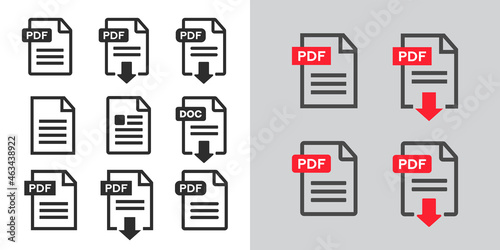 File document Icons. PDF file download icon