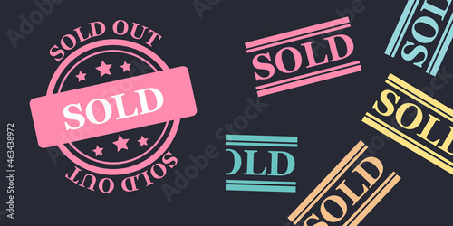 Sold out stamps grunge texture. Colored sold out grunge stamp