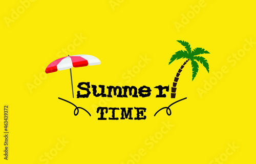 Summer time, palm logo, parasol vector