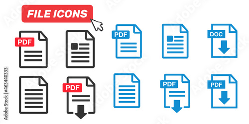 File document Icons. PDF file download icon