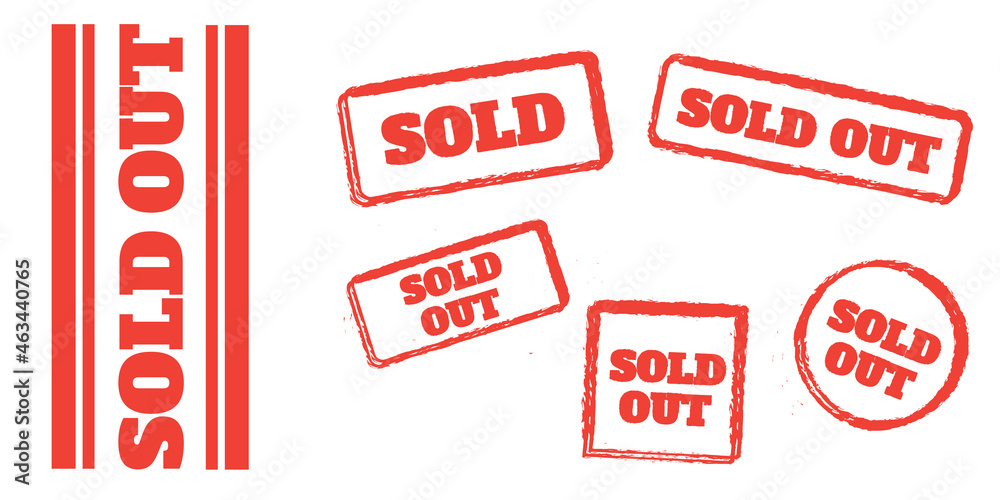 Sold out stamps. Sale banner. Sticker or discount label, promotion poster. badge template Sold out stamps. Sale banner. Sticker or discount label, promotion poster. badge template