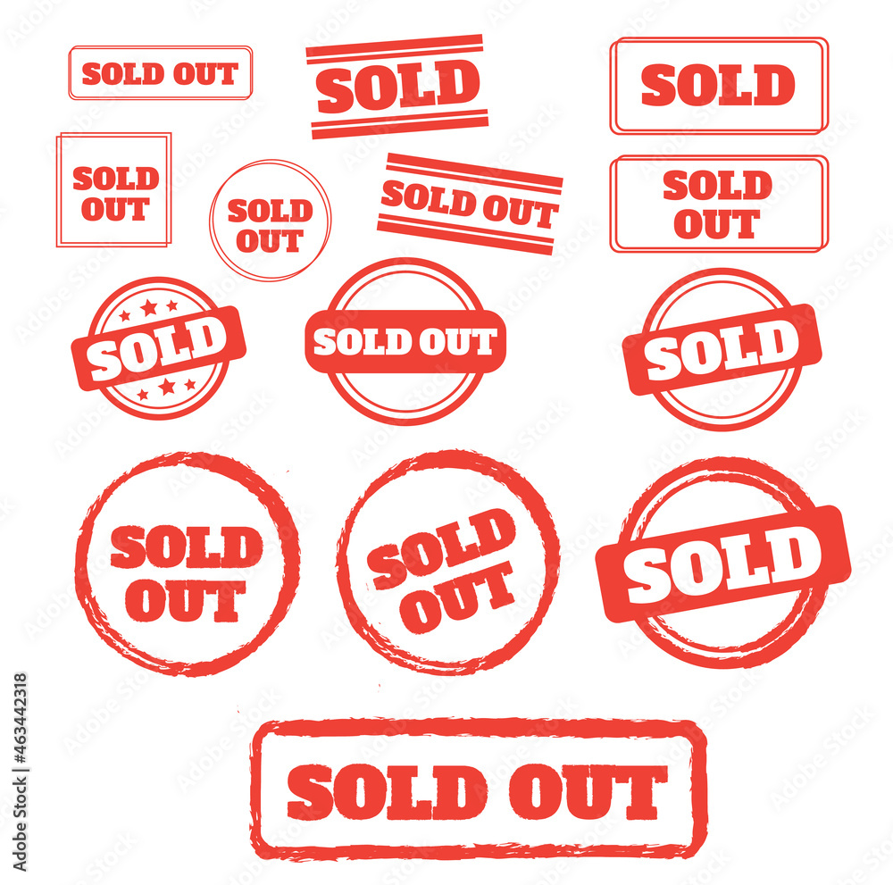 Sold out stamps. Sale banner. Sticker or discount label, promotion poster. badge template Sold out stamps. Sale banner. Sticker or discount label, promotion poster. badge template
