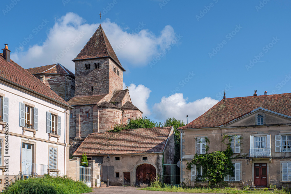 Exterior architecture of a Catholic church in a village in France