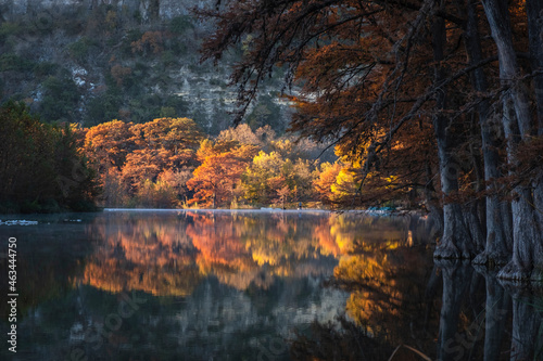 Landscapes of Texas Hill Country in the fall, autumn, season changing, outdoors, river, camping