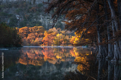Landscapes of Texas Hill Country in the fall, autumn, season changing, outdoors, river, camping photo