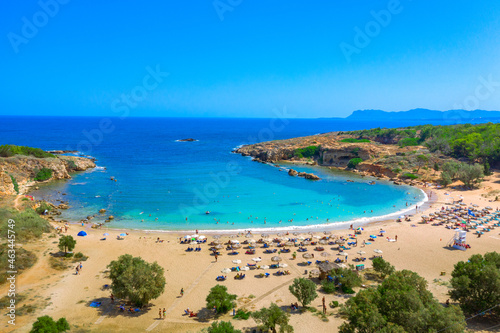 Aerial view of famous beach Agioi Apostoloi, Chania, Crete, Greece. photo